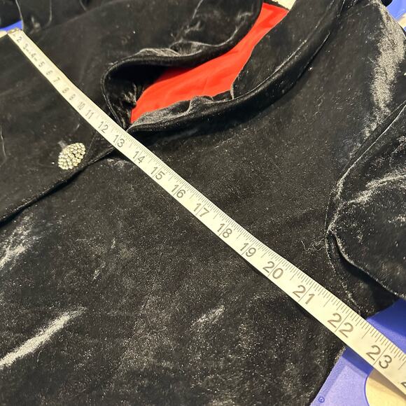 Worthington Womens Black Velvet Crop Jacket with Brooch Style Button Size L - Picture 10 of 12